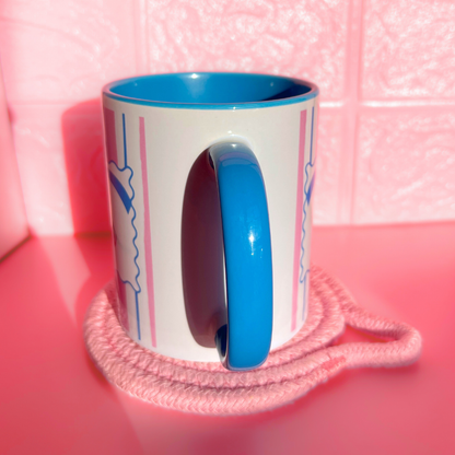 Ceramic Cat Mug - Cat Lover (Blue+Pink)