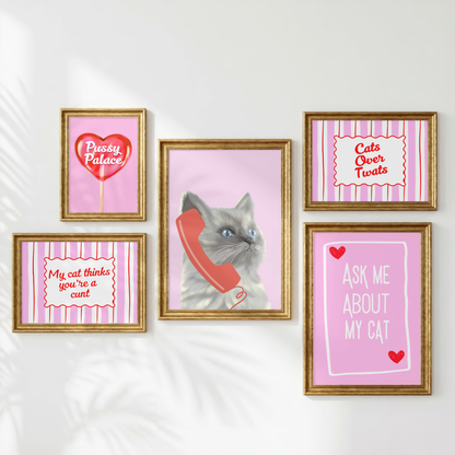 Wall Art Print - My Cat Thinks You're a C*** - A5, A4, A3