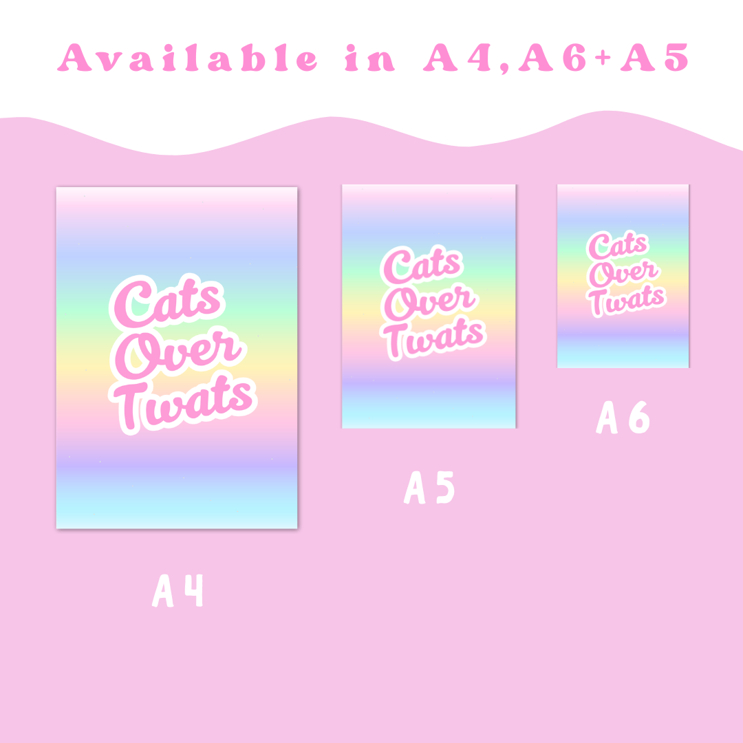 Wall Art Print - Cats Over Twats - A6, A5 or A4