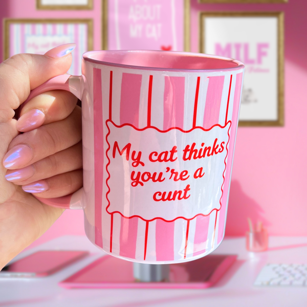 Ceramic Cat Mug - My Cat Thinks You're a C***