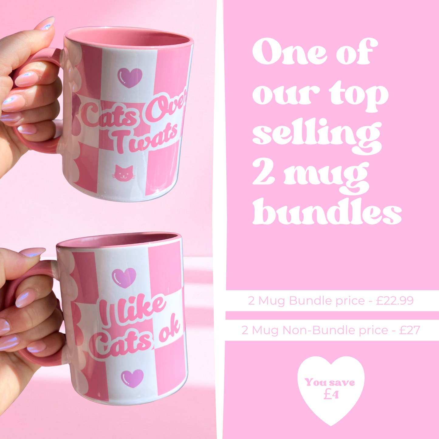 2 Mug Bundle - Cats over twats + I like cats ok