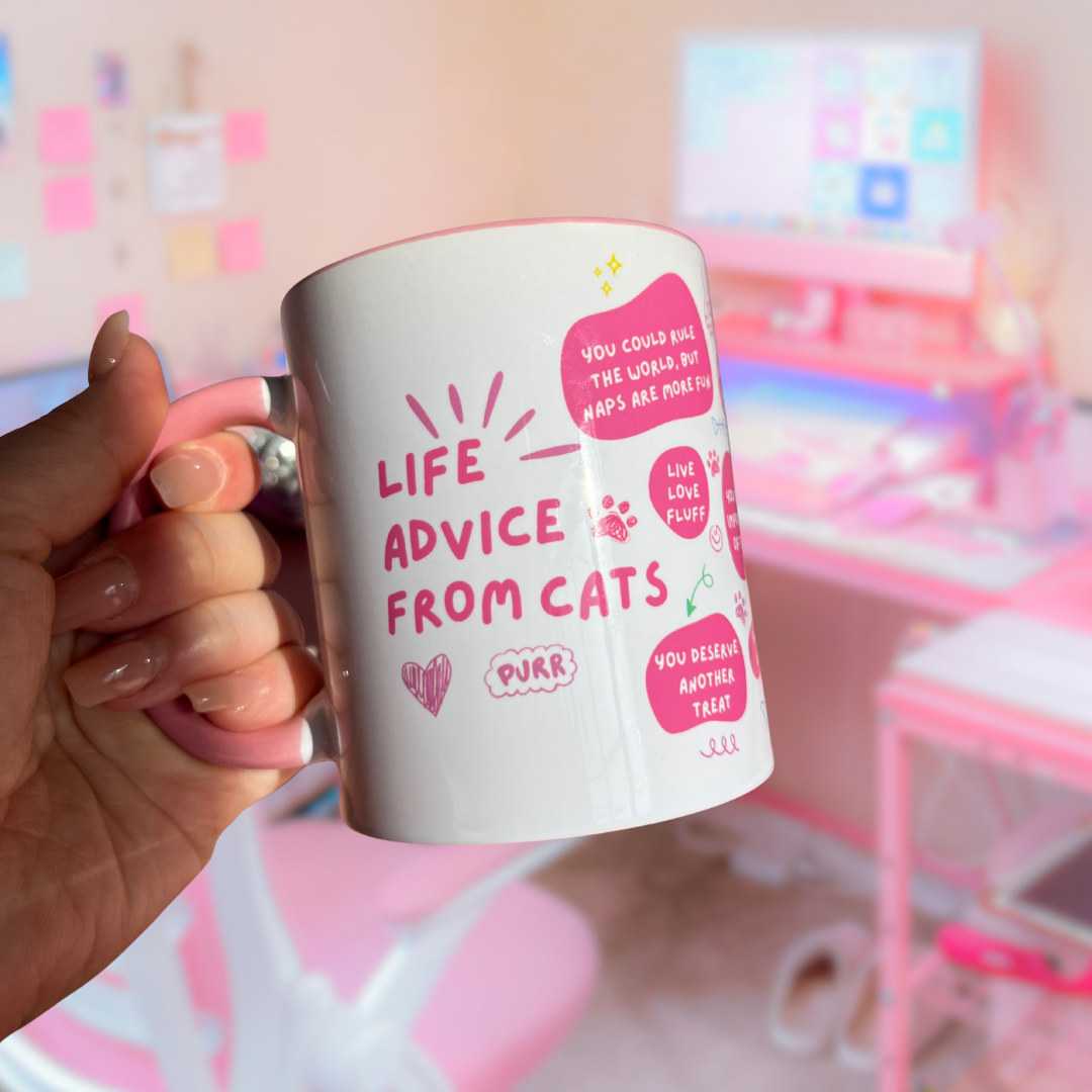 Ceramic Cat Mug - Life advice from cats