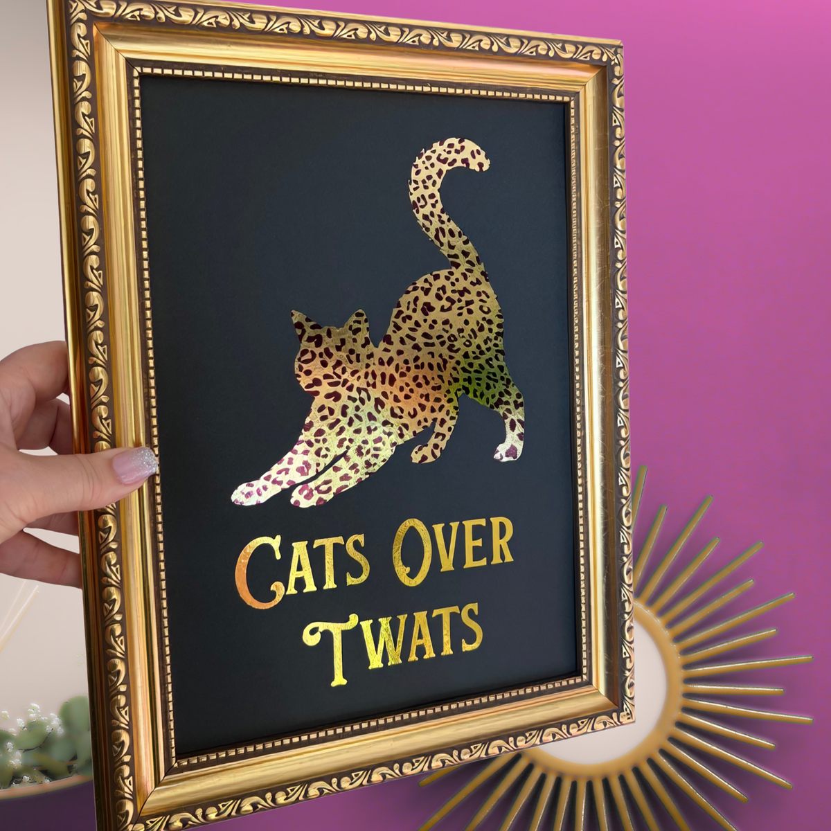 Leopard Print & Gold Foil Wall Print - Cats Over Twats
