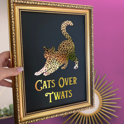 Leopard Print & Gold Foil Wall Print - Cats Over Twats