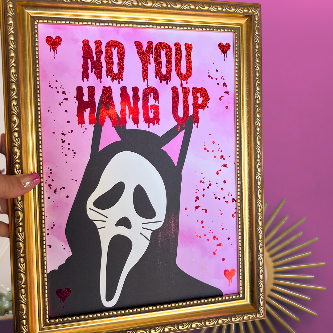 Premium Foil Print - No you hang up - Ghost face cat
