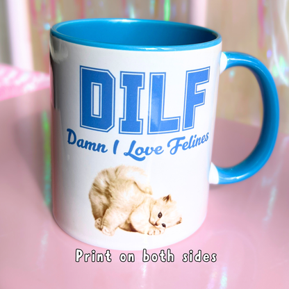 Ceramic Cat Mug - DILF - Damn I Love Felines