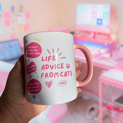 Ceramic Cat Mug - Life advice from cats