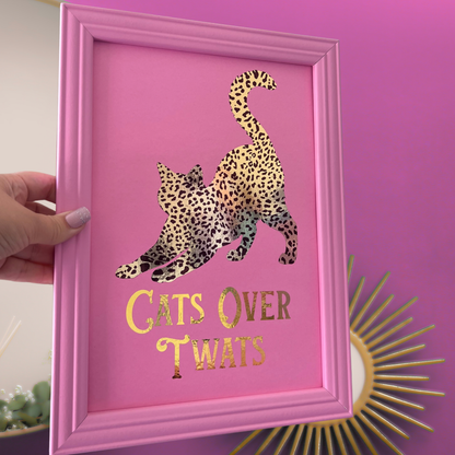 Leopard Print & Gold Foil Wall Print - Cats Over Twats