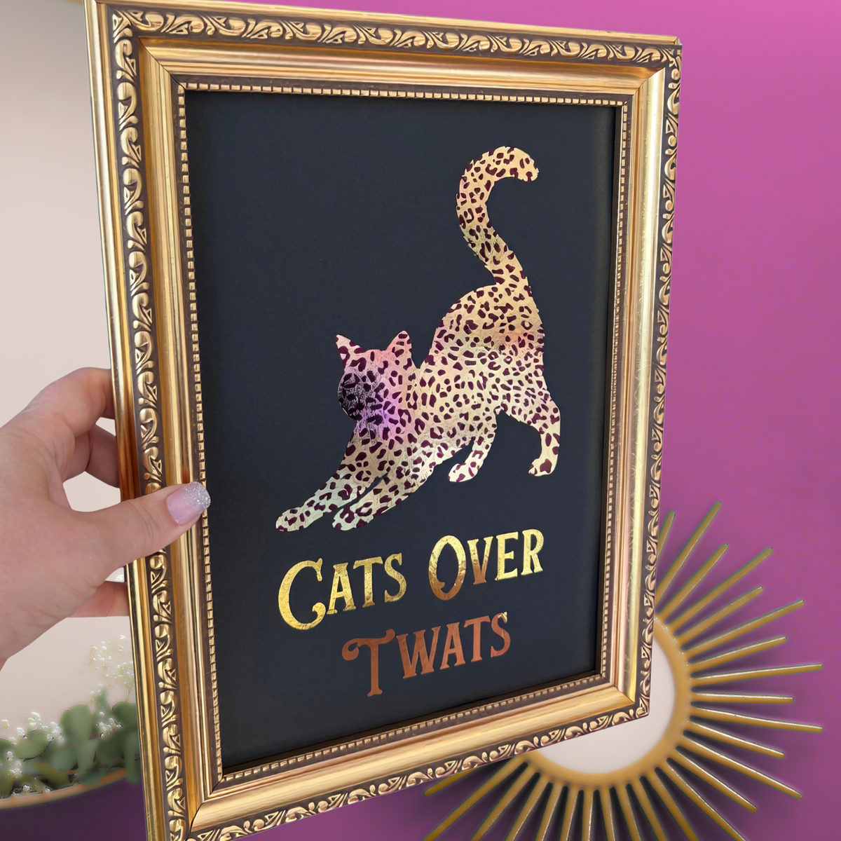 Leopard Print & Gold Foil Wall Print - Cats Over Twats