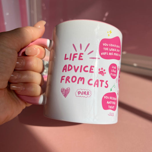Ceramic Cat Mug - Life advice from cats