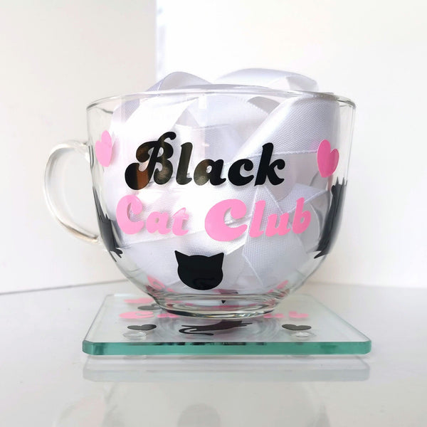 Large Glass Mug - Black Cat Lover