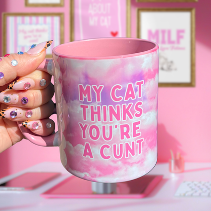 Ceramic Cat Mug - My cat thinks you're a c***