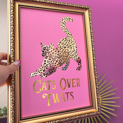 Leopard Print & Gold Foil Wall Print - Cats Over Twats