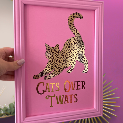 Leopard Print & Gold Foil Wall Print - Cats Over Twats