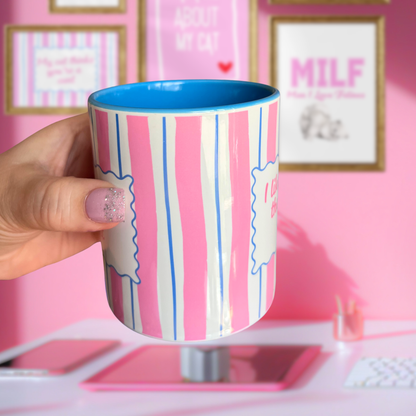 Ceramic Cat Mug - I like cats & the word c*** (Blue+Pink)