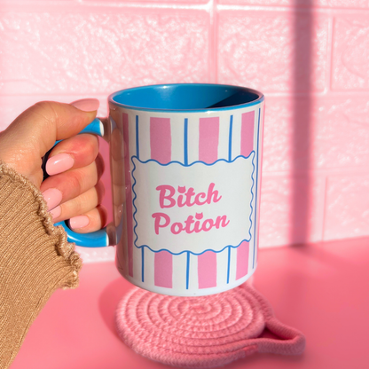 Ceramic Cat Mug - Bitch Potion (Blue+Pink)