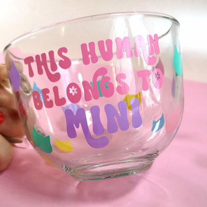 Large Glass Mug - Personalised Cat Mug