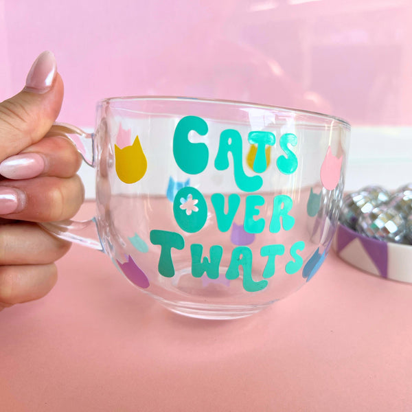 Large Glass Mug - Cats Over Twats