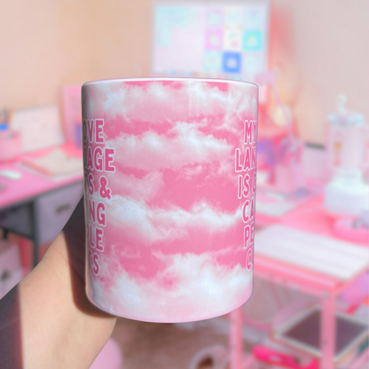 Ceramic Cat Mug - My love language is cats & calling people c****