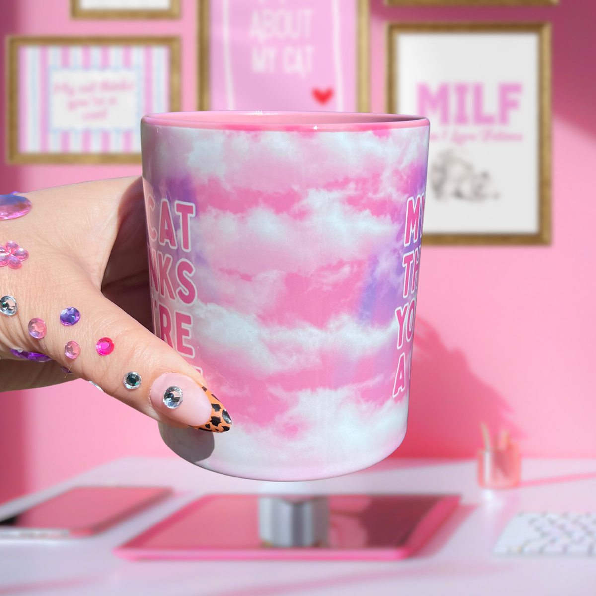 Ceramic Cat Mug - My cat thinks you're a c***