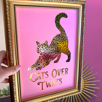 Leopard Print & Gold Foil Wall Print - Cats Over Twats
