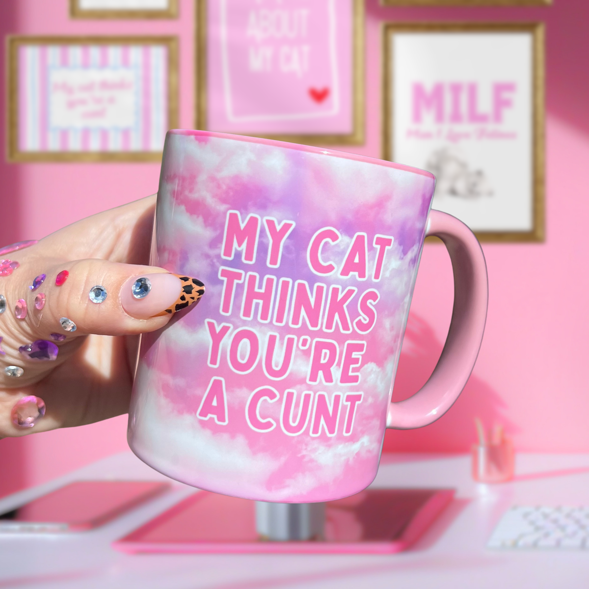 Ceramic Cat Mug - My cat thinks you're a c***