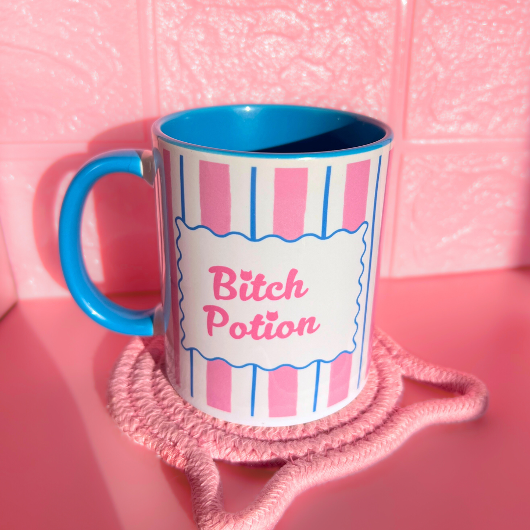 Ceramic Cat Mug - Bitch Potion (Blue+Pink)