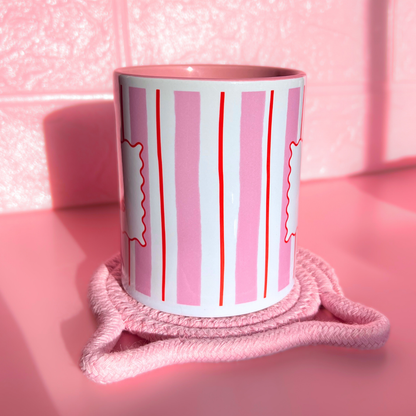 Ceramic Cat Mug - Cats Over Twats (Pink+Red)