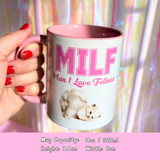 Ceramic Cat Mug - MILF - Man I Love Felines