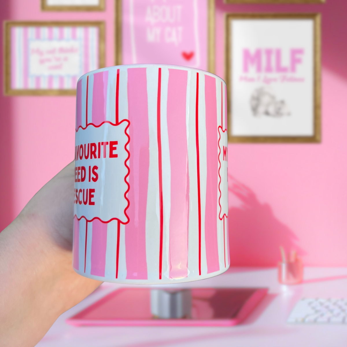 Ceramic Cat Mug - My Favourite Breed Is Rescue - 10% donated to The Sheffield Cats Rescue