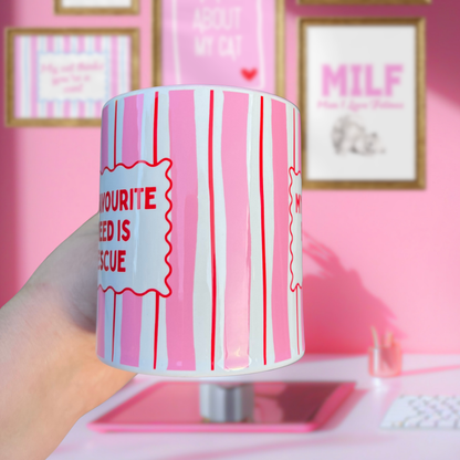 Ceramic Cat Mug - My Favourite Breed Is Rescue - 10% donated to The Sheffield Cats Rescue