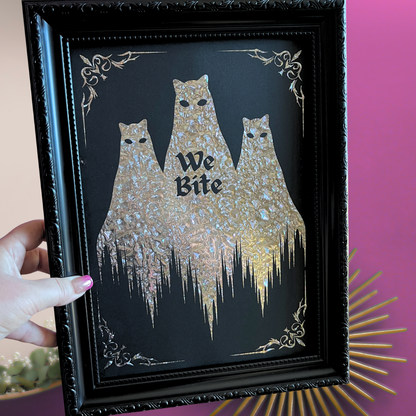 Premium Silver Foil Print - Cat Ghosts - We Bite