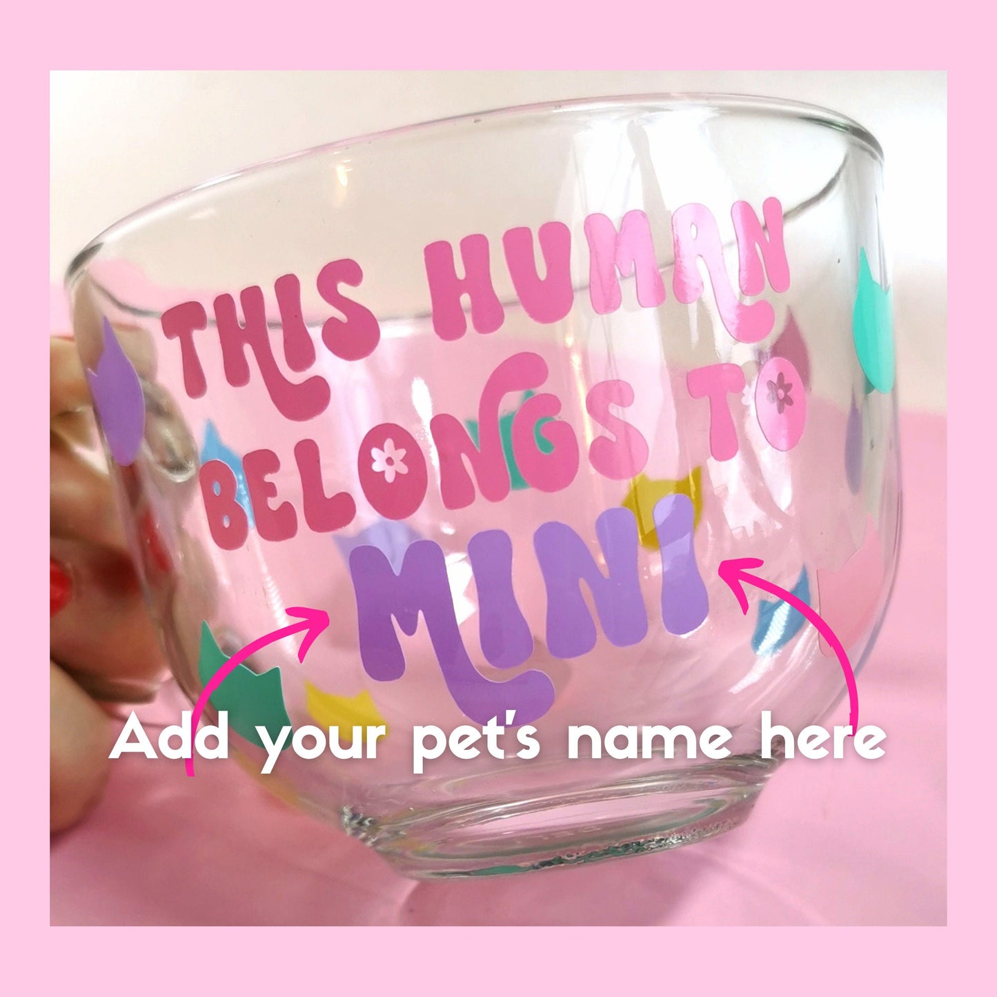 Large Glass Mug - Personalised Cat Mug