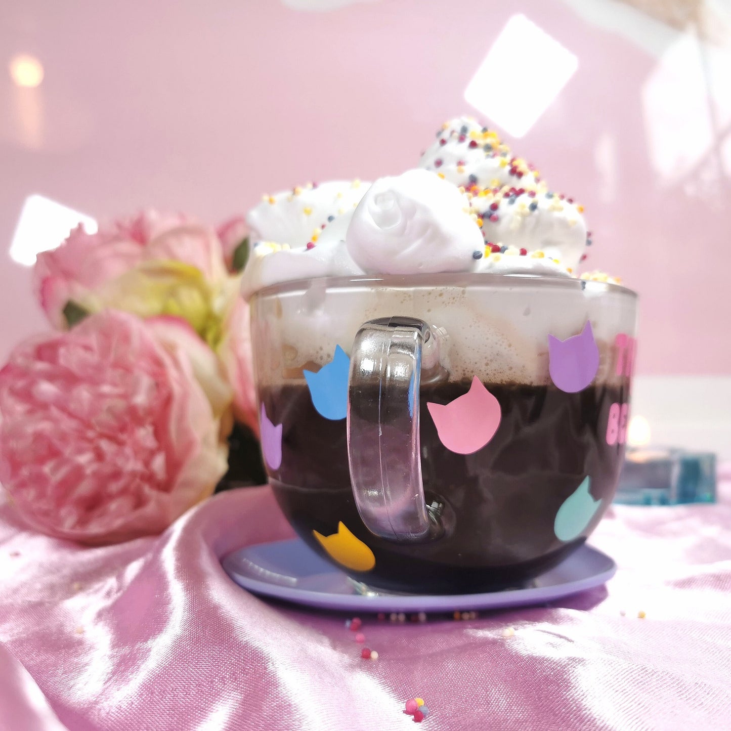 Large Glass Mug - Personalised Cat Mug