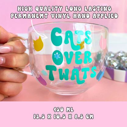 Large Glass Mug - Cats Over Twats