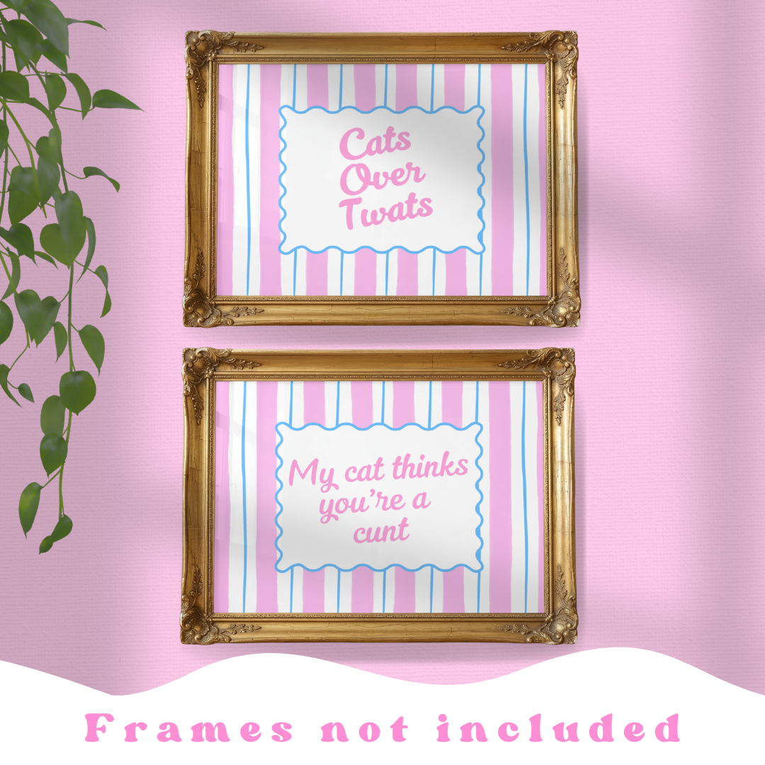 2 Print Bundle - Cats over twats + My cat thinks you're a c*** - A4 or A5