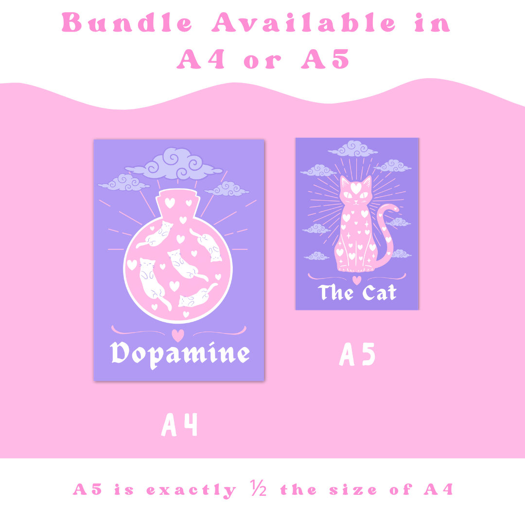 2 Print Bundle - Dopamine + The Cat - A4 or A5