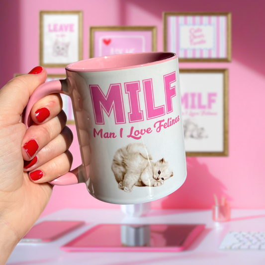 Ceramic Cat Mug - MILF - Man I Love Felines