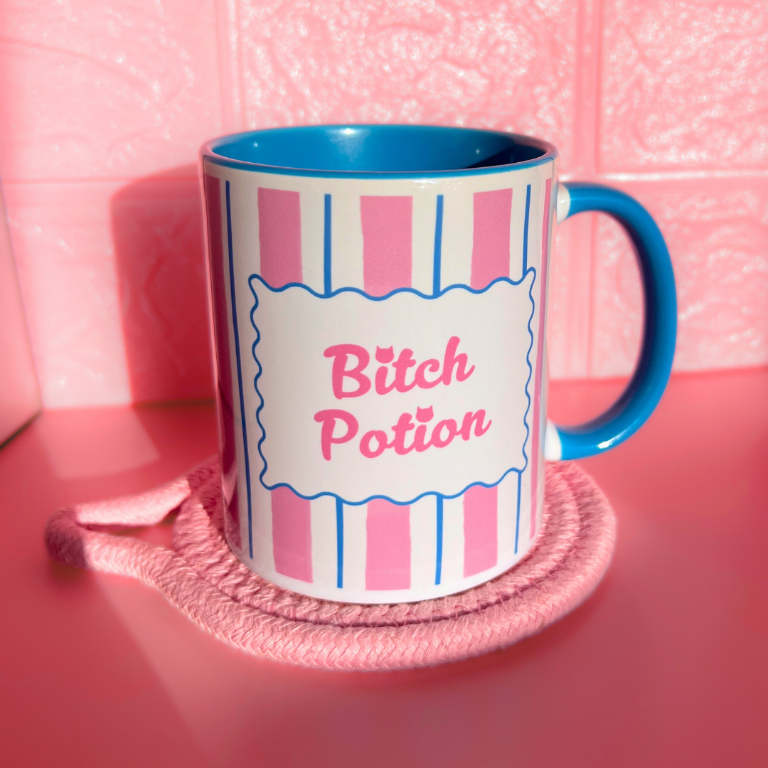 Ceramic Cat Mug - Bitch Potion (Blue+Pink)