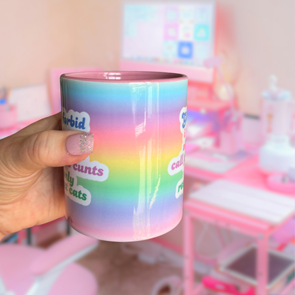 Ceramic Cat Mug - God forbid I make the vibe weird, call people c**** & only respect cats