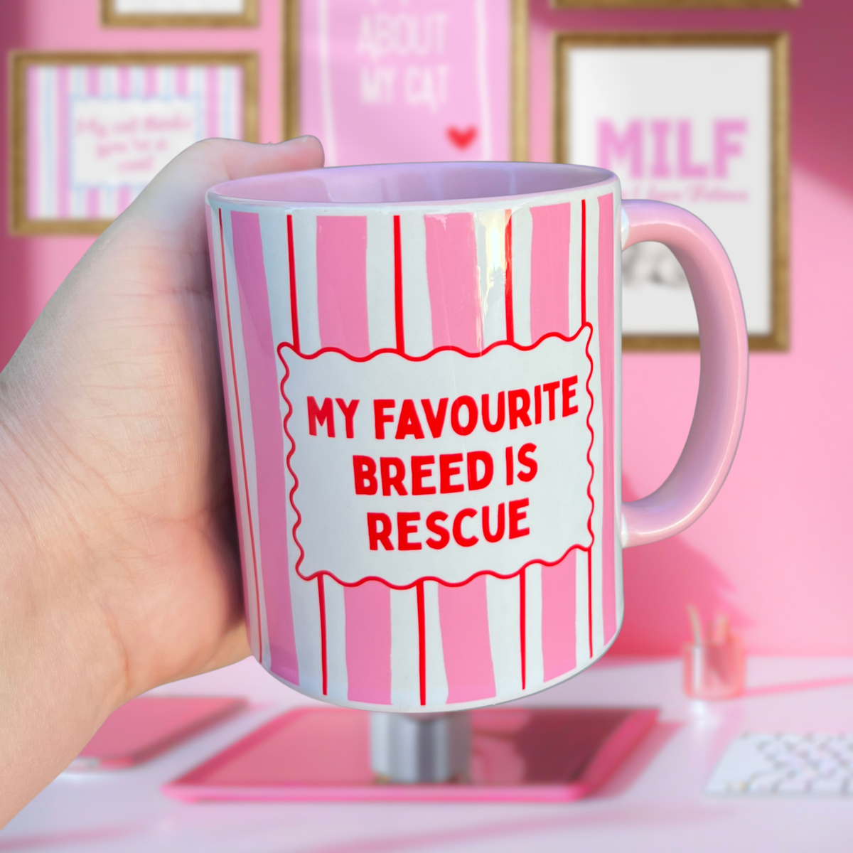 Ceramic Cat Mug - My Favourite Breed Is Rescue - 10% donated to The Sheffield Cats Rescue