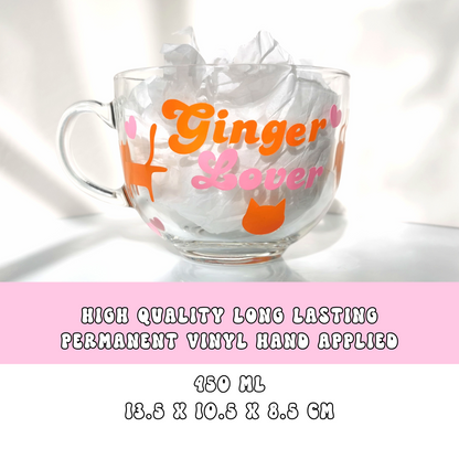 Large Glass Coffee Mug - "Ginger Lover"