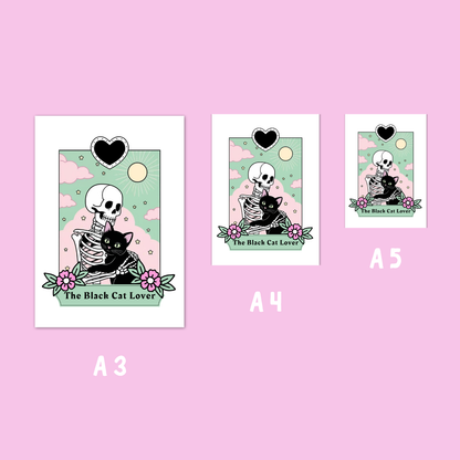 Wall Art Print - The Black Cat Lover - A5, A4, A3