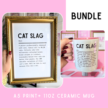 Cat Slag Bundle - A5 print & ceramic mug