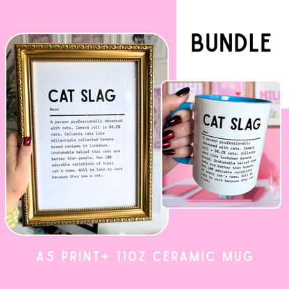 Cat Slag Bundle - A5 print & ceramic mug