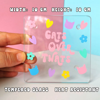 Large Glass Coffee Mug - "Cats Over Twats"