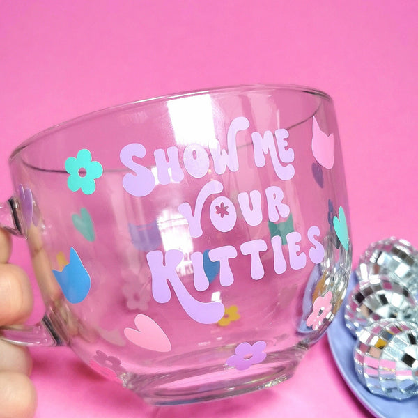 Large Glass Mug - Show Me Your Kitties