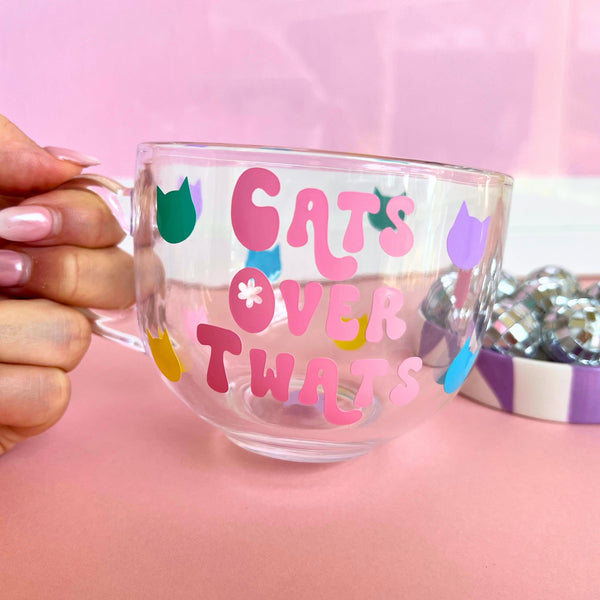 Large Glass Mug - Cats Over Twats