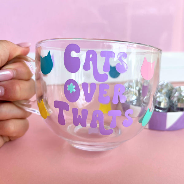 Large Glass Mug - Cats Over Twats