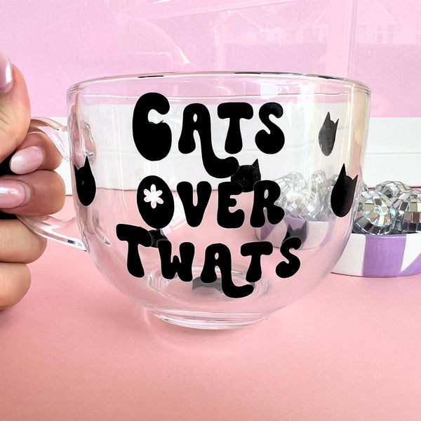 Large Glass Mug - Cats Over Twats
